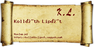 Kolláth Lipót névjegykártya
